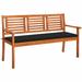 Anself 3-Seater Garden Bench with Black Cushion Eucalyptus Wood Patio Porch Chair Padded Seat Wooden Outdoor Bench for Backyard Balcony Park Lawn 59.1 x 23.6 x 35 Inches (W x D x H)