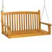 Best Choice Products 48in Wood Porch Swing Outdoor Patio Hanging Bench Chair w/ Mounting Chains 500lb Capacity - Brown