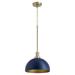 Quorum Lighting - One Light Pendant - 11.75 Inch 1 Light Dome Pendant-Blue/Aged