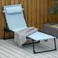 Outsunny Outdoor Folding Chaise Lounge Chair Portable Lightweight Reclining Garden Sun Lounger with 4-Position Adjustable Backrest for Patio Deck and Poolside Green