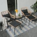 JOIVI 5-Piece Outdoor Patio Furniture Set PE Rattan Wicker Small Set Porch Cushioned Patio Chairs