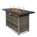 Outdoor Gas Fire Pit 43 inch 50 000 BTU Auto-Ignition Propane Fire Pit Table with Glass Wind Guard Volcanic Stones and Lid 2-in-1 Fire Pit Table for Patio Garden Backyard Deck Poolside