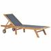 Anself Folding Sun Lounger with Wheels Backrest Adjustable Chaise Lounge Chair Teak and Textilene Sunlounger for Poolside Patio Balcony Outdoor Furniture 81.1 x 23.6 x 13.8 Inches (L x W x H)