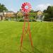 SamyoHome 8Ft Tall Windmill Ornamental Wind Wheel Red Garden Weather Vane