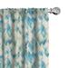 Ambesonne Blue Curtains Hexagonal Abstract Grunge Pair of 28 x84 Turquoise White