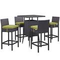 Modway Convene 5 Piece Outdoor Patio Pub Set in Espresso Peridot