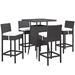 Modway Convene 5 Piece Outdoor Patio Pub Set in Espresso White