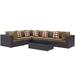 Modern Contemporary Urban Design Outdoor Patio Balcony Seven PCS Sectional Sofa Set Brown Rattan