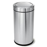 simplehuman 55 Liter / 14.5 Gallon Commercial Stainless Steel Swing Top Trash Can Brushed Stainless Steel