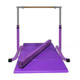 Athletic Bar Expandable Gymnastics Kip Bar Set with Balance Beam 6 x4 Mat for Kids Horizontal Bar Junior Gymnastic Training Exercise Gymnast Home Gym Adjustable 3 to 5 FT Fiberglass Rail (Purple)