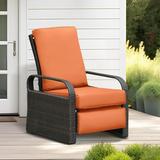 ATR ART to REAL Outdoor Patio Adjustable Resin Wicker Recliner Chair with Cushion Awesome Gifts Orange