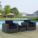 Modway Sojourn 3-Piece Aluminum and Rattan Patio Sectional Set in Canvas/Navy