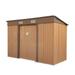 X Xhtang 6 x8 Outdoor Metal Shed Utility Tool Shed House for Patio Lawn Equipment Garden Storage Shed with Sliding Doors Brown