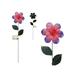 FamilyMaid 27783E 7 x 23.6 in. Garden Metal Stake with Leaves Purple Flower