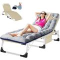 ABORON 3in1 Face Down Folding Lounge Chairs with Mattress Heavy Duty Lounger Chair Tanning Chair with Face Arm Hole Pillow & Carry Handle Outside Sunbathing Lounge Chair