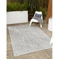 Unique Loom Solid Indoor/Outdoor Solid Rug Light Gray/Ivory 10 x 14 1 Rectangle Solid Modern Perfect For Patio Deck Garage Entryway
