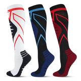 Noyal 1/2/3 Pairs Mens Compression Socks Running Knee High Stockings Sport Socks High Elastic Long Tube Socks Unisex