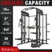 Mikolo Smith Machine All-in-One Power Rack Cage with Adjustable Cable Crossover Vertical Leg Press and Smith Bar Multifunctional Squat Rack with J Hook Spotter Arms and Other