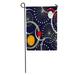 SIDONKU Gray Stars Crescent Moon and Dandelions Retro Pattern 1960S Red Grey Yellow White on Dark Blue Abstract Garden Flag Decorative Flag House Banner 28x40 inch