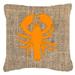 Lobster Burlap and Orange Indoor & Outdoor Decorative Fabric Pillow - 18 x 18 in.