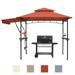 Dikasun Grill Gazebo 8x5 Ft Double Tiered Outdoor BBQ Grill Tent Barbecue Patio Canopy with Adjustable Awning and 15 Hooks Red