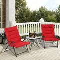 SOLAURA 3-Piece Patio Outdoor Bistro Set Adjustable Padded Folding Recliner Chair with Table Red