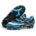 Kids Athletic Soccer Cleats Natural Turf Outdoor Football Games Lightweight Comfortable with Soft touch Sneakers Shoes for Children Blue 28
