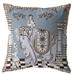 HomeRoots 18 in. Ornate Elephant Indoor & Outdoor Zippered Throw Pillow Light Blue & Muted Brown