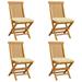 Suzicca Patio Chairs with White Cushions 4 pcs Solid Teak Wood