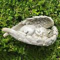 Happy Date Resin Sleeping Puppy Dog/Cat with Large Angel Wings Pet Memorial Indoor/Outdoor Statue for Lawn and Garden 4.72 x 1.97 Inches