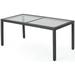 Noble House San Pico 64.2 Glass Top Wicker Patio Dining Table in Gray