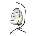 Unique Choice Foldable Wicker Hanging Egg Chair With Stand Rattan Swing Hammock Egg Chair With Cushion and Pillow