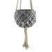 Flora Bunda 5 x 5 in. Ceramic Macrame Hanging Planter Glass Blue