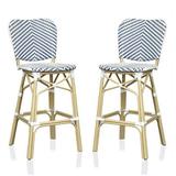 Furniture of America Adino Aluminum Patio Bar Chair in Navy (Set of 2)