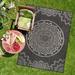 CAMILSON Indoor Outdoor Rug 8 x 10 Dark Grey Medallion Area Rugs