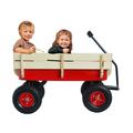 Gzxs Outdoor Wagon Carrier Trolley All Terrain Pulling Utility Wagon Cart 178lbs Load with Wood Railing Air Tire Red