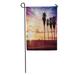 LADDKE Blue California Venice Beach Sunset Summer Orange Coast Landscape Sunrise Garden Flag Decorative Flag House Banner 28x40 inch