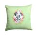 Carolines Treasures CK4296PW1414 Dalmatian Puppy Green Flowers Fabric Decorative Pillow 14Hx14W multicolor