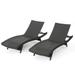 Noble House Salem Outdoor Wicker Chaise Lounge with Cover in Gray (Set of 2)