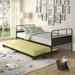 Hassch Metal Daybed Platform Bed Frame With Trundle Built-In Casters Twin Size