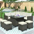 Seizeen Patio Sofa Set 8 Pieces Outdoor Patio Furniture Set Outdoor Sectional Conversation Set for Garden Deck Backyard Gray