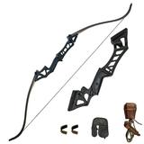 60 50lbs Black Metal Riser Recurve Bow for Outdoor Hunting Archery Competition Shooting Right Hand Adult Takedown Long Bow