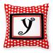 Carolines Treasures CJ1012-YPW1414 Monogram - Initial Y Red Black Polka Dots Decorative Canvas Fabric Pillow 14Hx14W