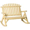 Outsunny Wooden Porch Rocking Chair Wood Double Adirondack Natural