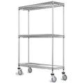 36 Deep x 72 Wide x 92 High 3 Tier Stainless Steel Wire Mobile Shelving Unit with 1200 lb Capacity