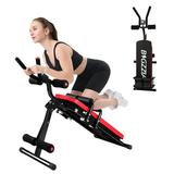 Bigzzia Ab Exercise Bench Abdominal Workout Machine Foldable Sit Up Bench Abdominal Exercise Equipment with LCD Monitor for Leg Thighs Buttocks