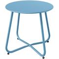 Stylish Steel Round Outdoor Side Table Metal Blue