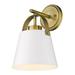 Z Lite 726-1S-MW-HBR 8 in. Z-Studio 1 Light Wall Sconce Wall Light Matte White & Heritage Brass