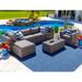 Sorrento 7-Piece Resin Wicker Outdoor Patio Furniture Sectional Sofa Set in Gray w/ Four Sectional Pieces Ottoman Armchair and Coffee Table (Flat-Weave Gray Wicker Sunbrella Canvas Taupe)