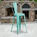 Flash Furniture Commercial Grade 30 High Mint Green Metal Indoor-Outdoor Barstool with Back
